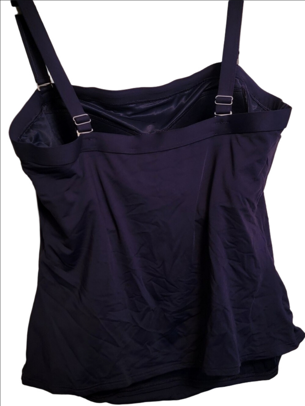 LANDS END Solid Navy Tankini Top, Shirring, Detachable Straps, Size 18W, NWOT - Picture 3 of 6